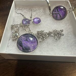 Elegant Purple Swirl Jewelry Set